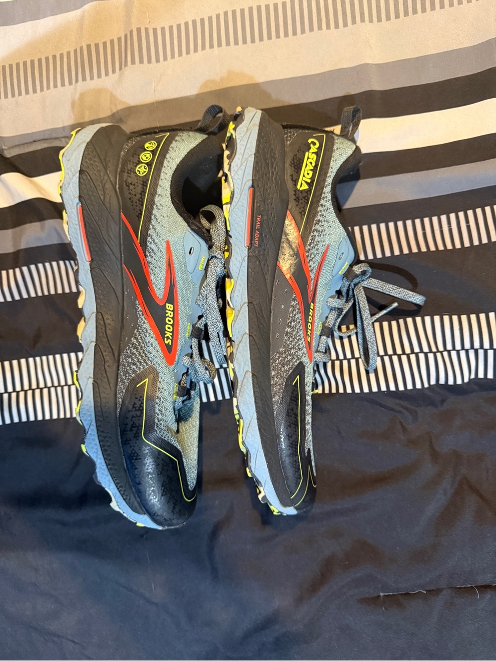 Brooks Men's Trail Sneakers - Blue, Black & Yellow Accents
